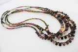Multicolor Tourmaline Round & Drop Necklace 18" Gemstone Beads for Women