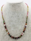 Multicolor Tourmaline Round & Drop Necklace 18" Gemstone Beads for Women