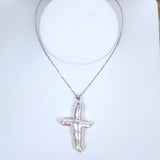 Baroque Pearl Cross Pendant with Sterling Silver Chains