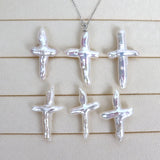 Baroque Pearl Cross Pendant with Sterling Silver Chains