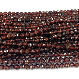 Natural Garnet Round Rondelled Faceted Beads for Jewelry Making