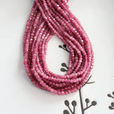 Pink Tourmaline Faceted Rondelle Seed Beads 2x3mm/3x4mm 7.5 inch DIY Jewelry