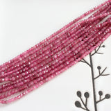 Pink Tourmaline Faceted Rondelle Seed Beads 2x3mm/3x4mm 7.5 inch DIY Jewelry