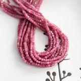 Pink Tourmaline Faceted Rondelle Seed Beads 2x3mm/3x4mm 7.5 inch DIY Jewelry