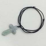 Natural Stone AA Cross Pendant Necklace Good Luck Adjustable Length