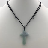 Natural Stone AA Cross Pendant Necklace Good Luck Adjustable Length