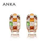 Colorful Queen Clip Earrings with Crystals from Austria