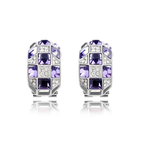 Colorful Queen Clip Earrings with Crystals from Austria