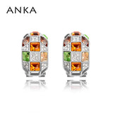 Colorful Queen Clip Earrings with Crystals from Austria