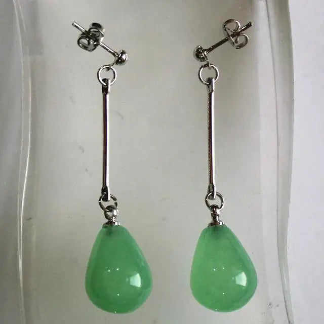 Light Green Jade Stud Earrings, Hypoallergenic Jewelry