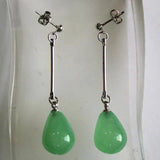 Light Green Jade Stud Earrings, Hypoallergenic Jewelry