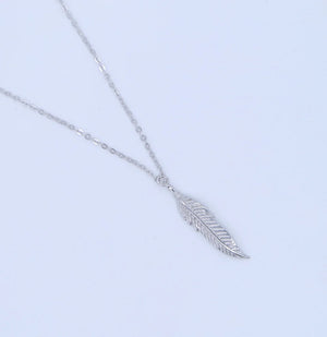 925 Sterling Silver Feather Charm Necklace for Girls