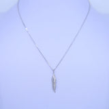 925 Sterling Silver Feather Charm Necklace for Girls