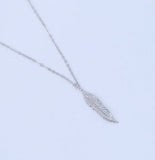 925 Sterling Silver Feather Charm Necklace for Girls