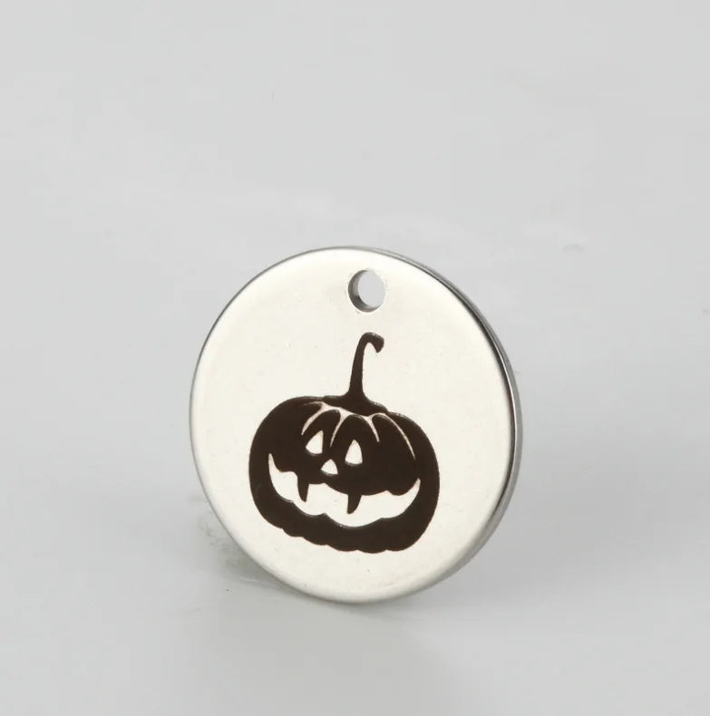 15mm Halloween Stainless Steel Charms - Spooky Pumkin/Candy/Ghost/Tombstone