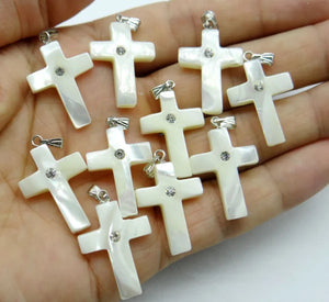 Cross Shell Pendant for DIY Jewelry Making Necklace