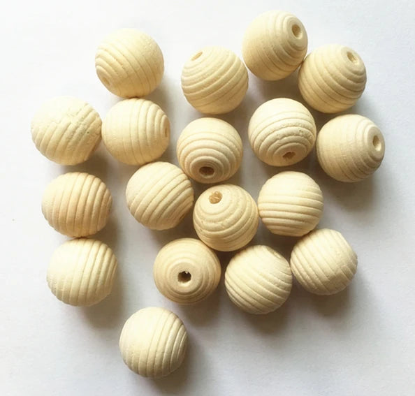 100pcs 18mm Natural Beehive Wooden Beads for Jewelry Making