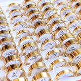Wholesale 36/50pcs 4MM 6MM 8MM Gold-Plated Stainless Steel Rings Wedding Jewelry