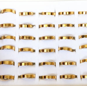 Wholesale 36/50pcs 4MM 6MM 8MM Gold-Plated Stainless Steel Rings Wedding Jewelry