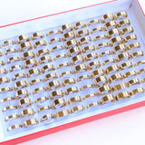 Wholesale 36/50pcs 4MM 6MM 8MM Gold-Plated Stainless Steel Rings Wedding Jewelry