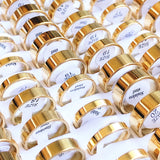 Wholesale 36/50pcs 4MM 6MM 8MM Gold-Plated Stainless Steel Rings Wedding Jewelry