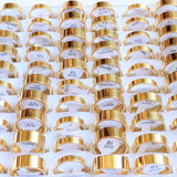 Wholesale 36/50pcs 4MM 6MM 8MM Gold-Plated Stainless Steel Rings Wedding Jewelry