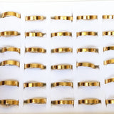 Wholesale 36/50pcs 4MM 6MM 8MM Gold-Plated Stainless Steel Rings Wedding Jewelry