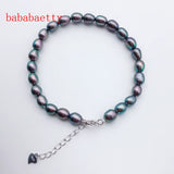 Freshwater Pearl Bracelet 5-6MM AA Pink Purple 925 Sterling Silver Clasp
