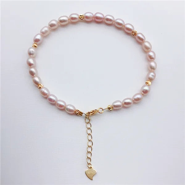 Freshwater Pearl Bracelet 5-6MM AA Pink Purple 925 Sterling Silver Clasp