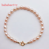 Freshwater Pearl Bracelet 5-6MM AA Pink Purple 925 Sterling Silver Clasp