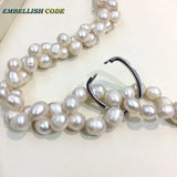 Winter Sweater Triple Long Necktie Necklace Freshwater Pearls