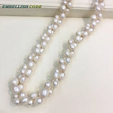 Winter Sweater Triple Long Necktie Necklace Freshwater Pearls