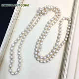 Winter Sweater Triple Long Necktie Necklace Freshwater Pearls
