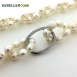 Winter Sweater Triple Long Necktie Necklace Freshwater Pearls