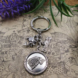 Winter is Coming Dragon Wolf Antique Charm Keyring Gift Birthday