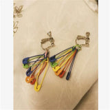 Rainbow Plastic Chains Clip-On Earrings