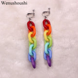Rainbow Plastic Chains Clip-On Earrings