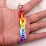 Rainbow Plastic Chains Clip-On Earrings