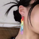 Rainbow Plastic Chains Clip-On Earrings