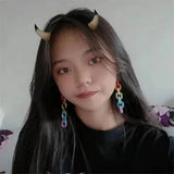 Rainbow Plastic Chains Clip-On Earrings