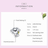 925 Sterling Silver Monkey Charm Bead for Bracelet DIY Woman Jewelry