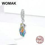 925 Silver Beads Feather Charm Pendant for Jewelry Making