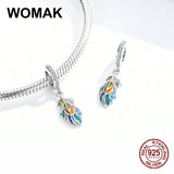 925 Silver Beads Feather Charm Pendant for Jewelry Making