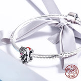 925 Silver Elephant Charm Bangle Bracelet Bead Women DIY