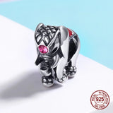 925 Silver Elephant Charm Bangle Bracelet Bead Women DIY