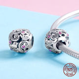 Love Messenger Zirconia Beads Bangle Charm 925 Sterling Silver