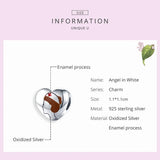 925 Sterling Silver Nurse Heart Beads Angel Charm for Bangle Bracelet