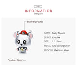 925 Silver Mouse Baby Bead for Charm Bracelet Pendant