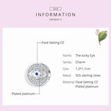 925 Sterling Silver Bangle Bracelet Beads Lucky Eye Zircon Charm DIY