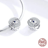 925 Sterling Silver Bangle Bracelet Beads Lucky Eye Zircon Charm DIY